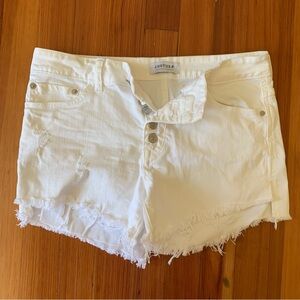 Just USA Women's Frayed White Jean Shorts
